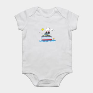 funny cruise ship sailing on the sea Baby Bodysuit